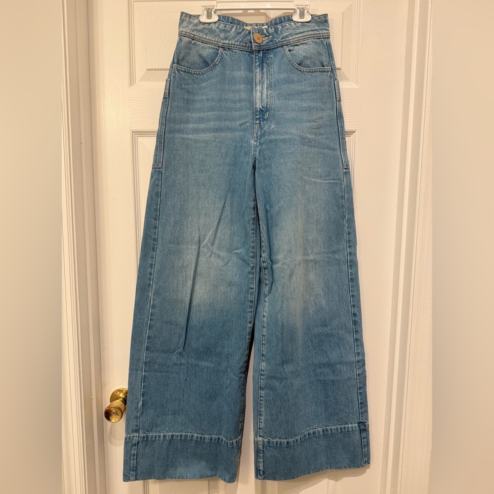 Free People Wide Leg Denim Jeans 27 , 100% cotton EUC